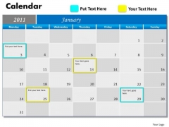 Business Framework Model Blue Calendar 2011 Marketing Diagram