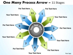 Business Framework Model One Many Process Arrow 11 Stages Business Diagram