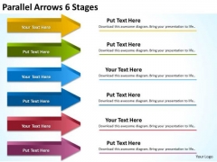 Business Framework Model Parallel Arrows 6 Stages Consulting Diagram