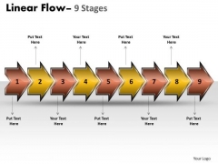Marketing Diagram Linear Flow Arrow 9 Stages Business Finance Strategy Development