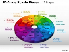 Strategic Management 3d Circle Puzzle Diagram 12 Stages Slide Layout Sales Diagram