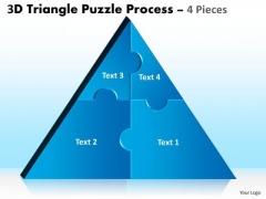 Strategic Management 3d Triangle Puzzle Process 4 Pieces Marketing Diagram