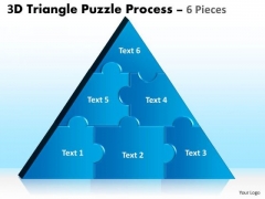 Strategic Management 3d Triangle Puzzle Process 6 Pieces Business Diagram