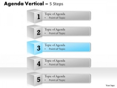 Strategic Management Agenda Vertical 5 Steps Sales Diagram