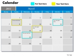 Strategic Management Blue Calendar 2011 Sales Diagram