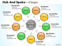 Strategic Management Hub And Spoke 9 Stages Business Diagram