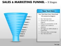 Strategic Management Sales And Marketing Funnel With 9 Stages Business Diagram