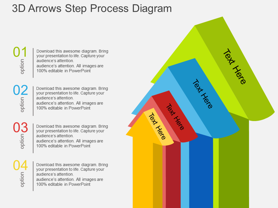 3D Arrows Step Process Diagram PowerPoint Template