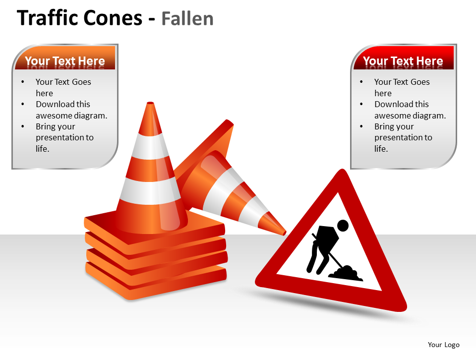 Slides de PowerPoint de cones de construção de cone e modelos de diagrama PPT