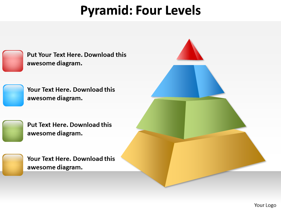 MBA models and frameworks 4 Level Pyramid With 3D Design Business Diagram