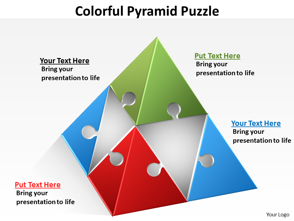 Strategic Management Colorful Pyramid Puzzle Sales Diagram