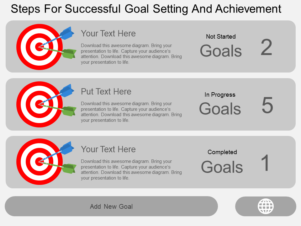 Steps For Successful Goal Setting And Achievement PowerPoint Template