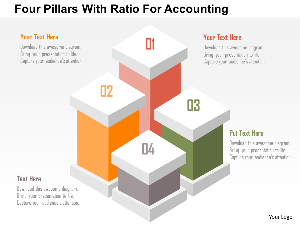 Business Diagram Four Pillars With Ratio For Accounting Presentation Template