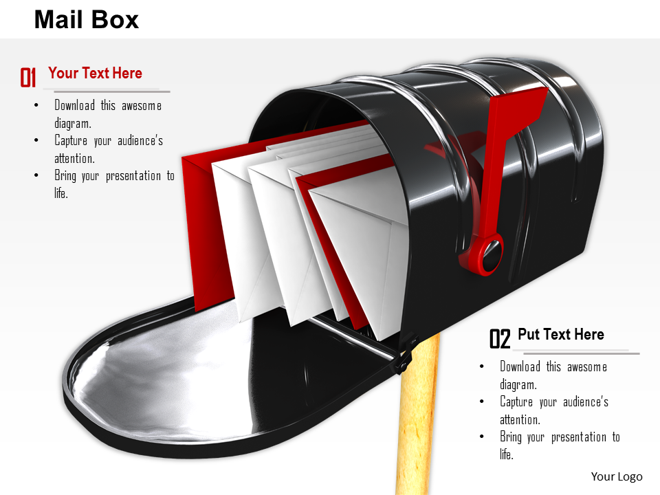 Stock Photo Red And White Envelopes In Mail Box PowerPoint Slide