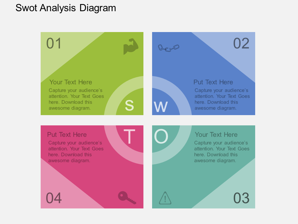 Four Staged SWOT Analysis Diagram PowerPoint Template Four Staged SWOT Analysis Diagram PowerPoint Template