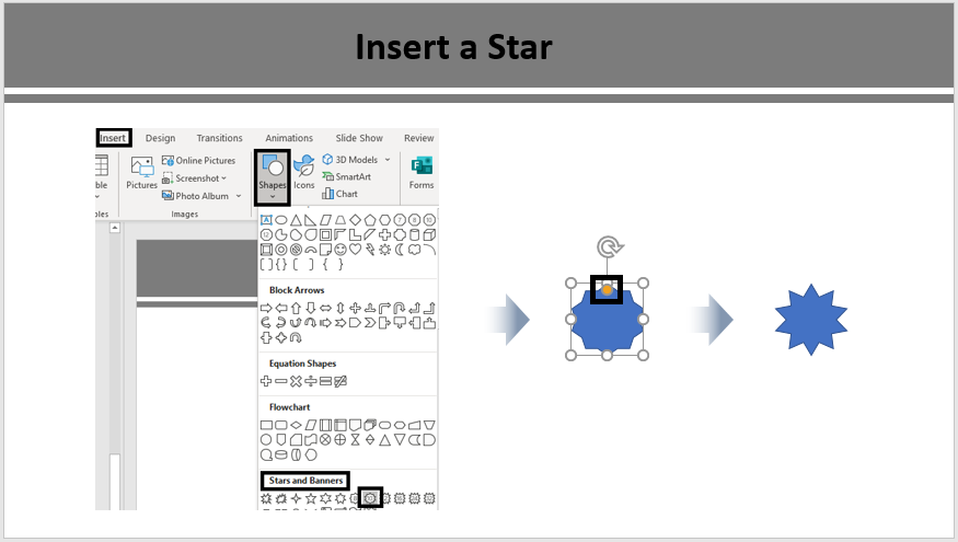 Insert a Star Shape Insert a Star Shape