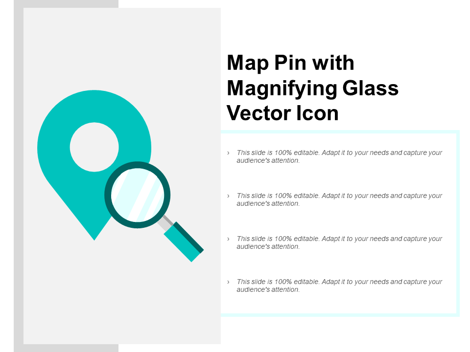 Map Pin With Magnifying Glass Vector Icon PPT PowerPoint Presentation Model Influencers