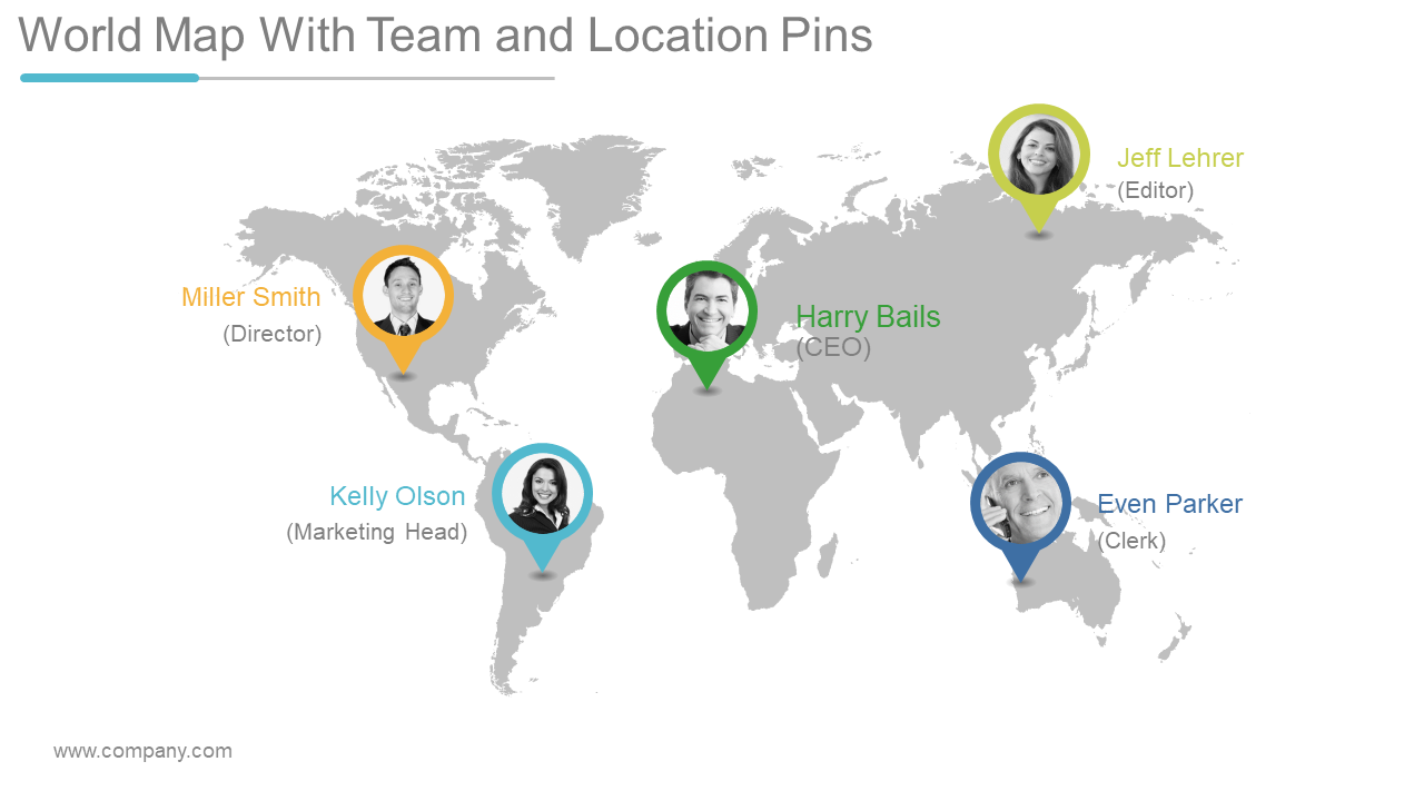 World Map With Team And Location Pins PPT PowerPoint Presentation Shapes 